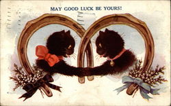 Kittens wishing each other good luck Postcard