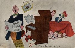 When father sings Music Postcard Postcard