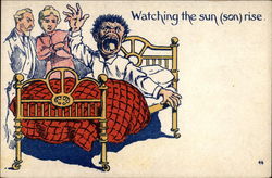 Parents watching son waken Comic, Funny Postcard Postcard