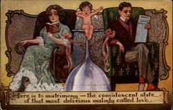 Family Sitting On Couches Postcard