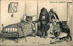 Visite du Medecin (The Doctor's Visit) Cats Postcard Postcard