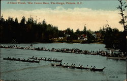 A Close Finish, War Canoe Race, The Gorge Victoria, BC Canada British Columbia Postcard Postcard