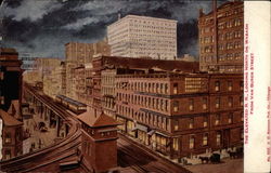 The Elevated R. R. Looking North on Wabash from Van Buren Street Postcard