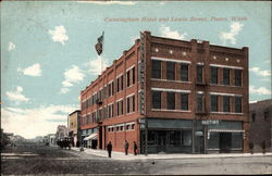 Cunningham Hotel and Lewis Street Pasco, WA Postcard Postcard