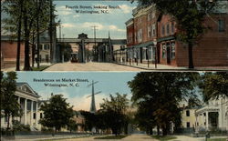 Fourth Street Looking South and Residences on Market Street Wilmington, NC Postcard Postcard