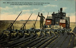 Plowing a Field with a Tractor Postcard