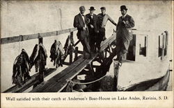 Fisherman at Anderson's Boat-House, Lake Andes Ravinia, SD Postcard Postcard