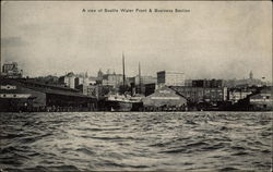 A View of Seattle Water Front & Business Section Postcard