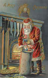 A Merry Christmas - Santa with Toys Santa Claus Postcard Postcard