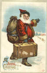 A Joyful Christmas - Santa with Bags Postcard