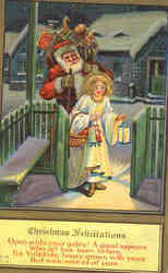 Christmas Felicitations - Santa with Girl Postcard