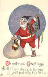 Christmas Greetings Santa Claus Postcard Postcard