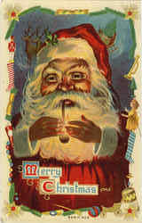 Merry Christmas - Santa Smoking Pipe Santa Claus Postcard Postcard