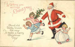 Wishing you a Jolly Christmas - Santa With Children Santa Claus Postcard Postcard