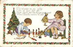 Children with Christmas Toys Postcard