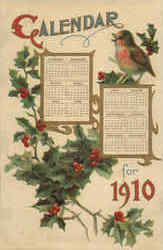 Calendar for 1910 Postcard