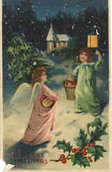 A Merry Christmas Angels Postcard Postcard