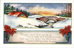 Though Many miles divide us... Christmas Postcard Postcard