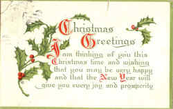 Christmas Greetings Postcard Postcard