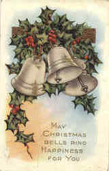 May Christmas Bells Ring Happiness For you Postcard Postcard