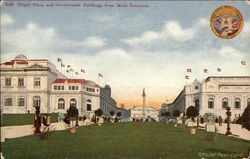 Puget Plaza and Government Buildings from Main Entrance Postcard