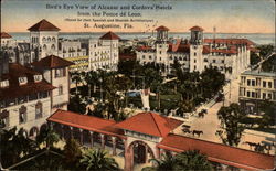 Bird's eye view of Alcazar and Cordova Hotles from the Ponce de Leon St. Augustine, FL Postcard Postcard