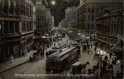 Spring St. looking South from Franklin St. at night Los Angeles, CA Postcard Postcard