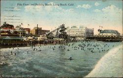 Pike Front and Bathing Beach Long Beach, CA Postcard Postcard