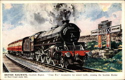 British Railways crossing the Scottish border Postcard