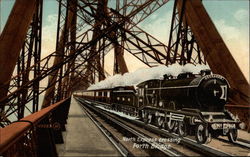 North Express crossing, Forth Bridge Trains, Railroad Postcard Postcard