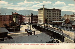 DL&W Depot, Kilmers Building and Viaduct Binghamton, NY Postcard Postcard