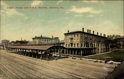 Logan House and P.R.R. Station Altoona, PA Postcard Postcard