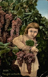 Caught in the Act (Girl Stealing Grapes) Postcard