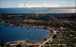 The Harbor and Mackinac Bridge Postcard