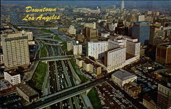 Aerial View of Downtown and the Harbor Freeway Los Angeles, CA Postcard Postcard