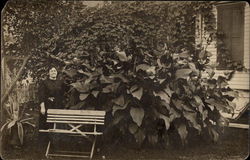 Woman standing in garden Postcard