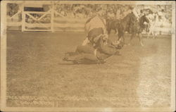 Jack Kerscher Bulldogging, Tex Austin Rodeo 1927 Postcard