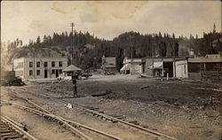 Train yard, early frontier town Postcard