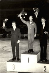 Ondrej Nepela on podium Postcard Postcard