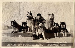 Mary Hansen & Siberian Huskies Postcard