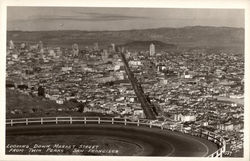 Looking down Market Street from Twin Peaks Postcard