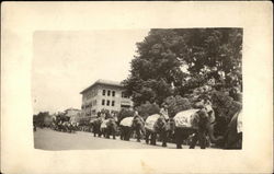 Circus coming down the street Postcard