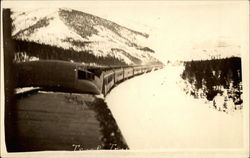 Troop train in Rocky Mountains Postcard