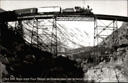 Old time train oveer high bridge on Georgetown Loop Colorado Postcard Postcard