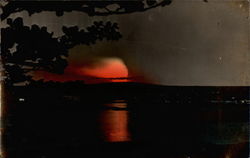 Lava Glow - Volcano, Tinted Real Photo Hawaii Postcard Postcard