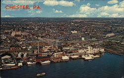 Aerial view of Chester Pennsylvania Postcard Postcard