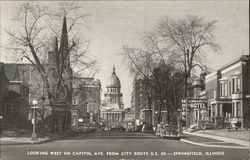 Looking West on Capitol Ave. from City Route U.S. 66 Springfield, IL Postcard Postcard