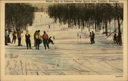 Winter play at Caberfae Winter Sports Area Cadillac, MI Postcard Postcard