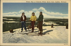 Winter Play at Caberfae Winter Sports Area Cadillac, MI Postcard Postcard