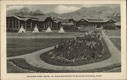 Glacier Park Hotel at main entrance Postcard